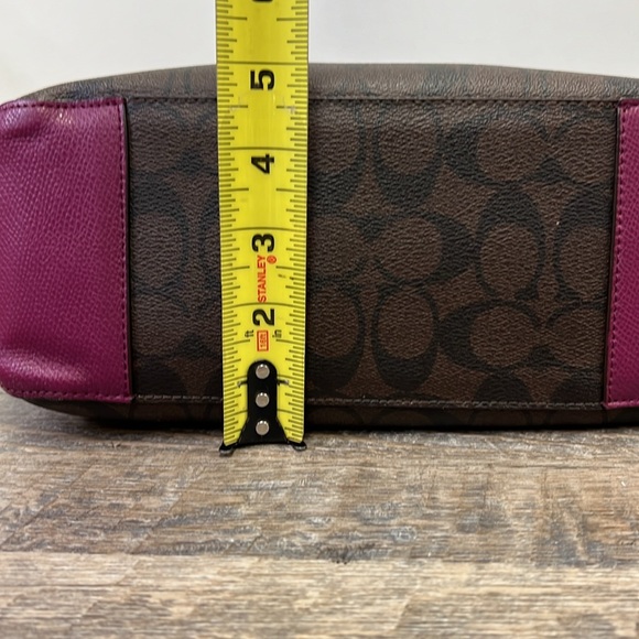 SOLD IN STORE Coach Signature Stitching Tote Brown/Magenta - Picture 14 of 16